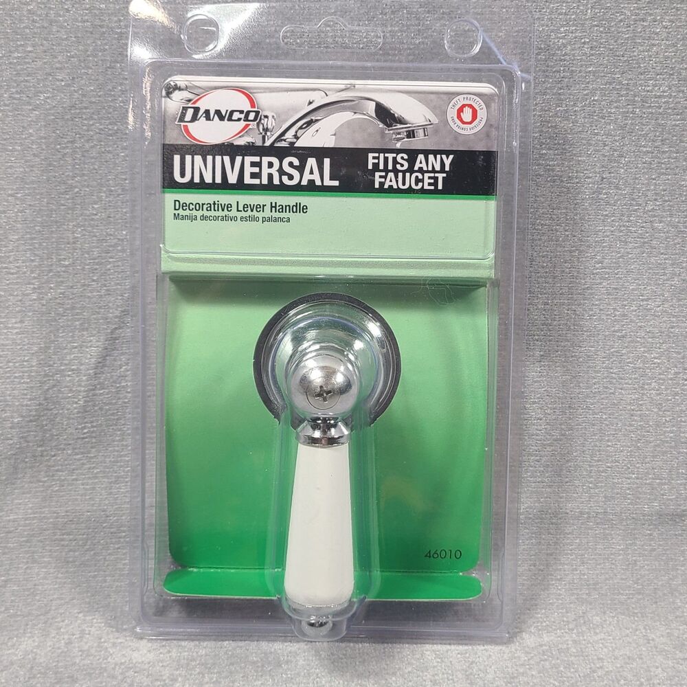 Universal Decorative Sink Lever Handle Knob Chrome & White Danco #46010 New